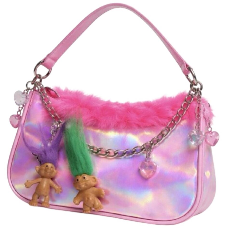 Vintage 90s Troll Doll Keychain Set – Y2K Bag Charm Mini Trolls💜💚